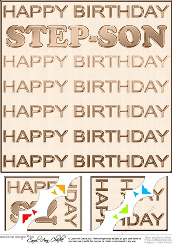 8 x 8 Birthday STEP-SON Scalloped Corner Topper