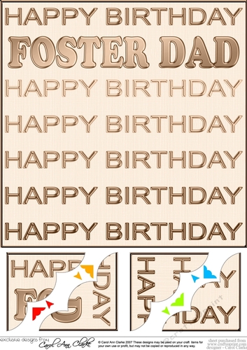 8 x 8 Birthday FOSTER DAD Scalloped Corner Topper