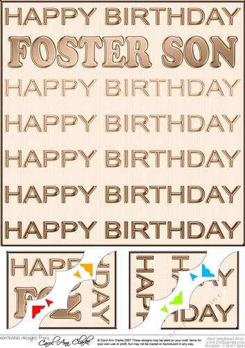 8 x 8 Birthday FOSTER SON Scalloped Corner Topper