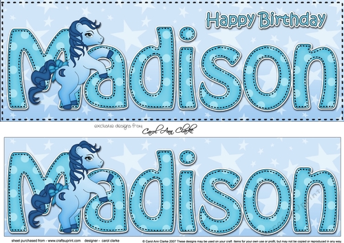 Large DL Happy Birthday MADISON 3D decoupage