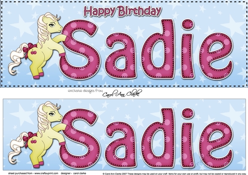 Large DL Happy Birthday SADIE 3D decoupage