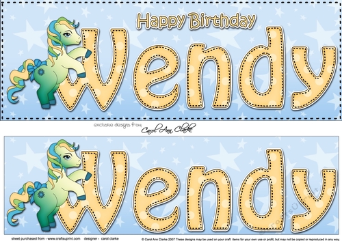Large DL Happy Birthday WENDY 3D decoupage