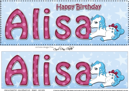 Large DL Happy Birthday ALISA 3D decoupage