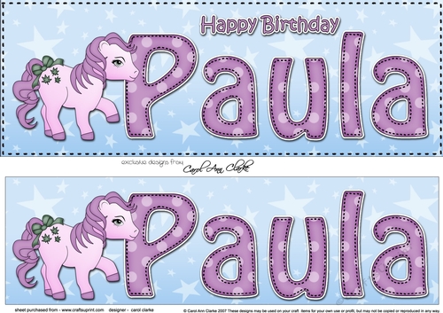 Large DL Happy Birthday PAULA 3D decoupage