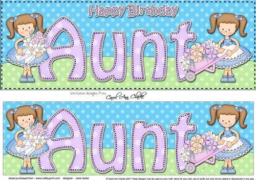 Large DL Happy Birthday AUNT 3D decoupage