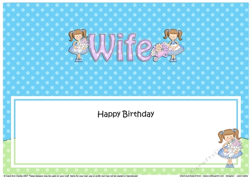 Large DL Happy Birthday WIFE insert