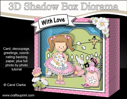 3D Cute Girlz Diorama Shadow Box Card Mini Kit  - Liz has Pretty Flowers