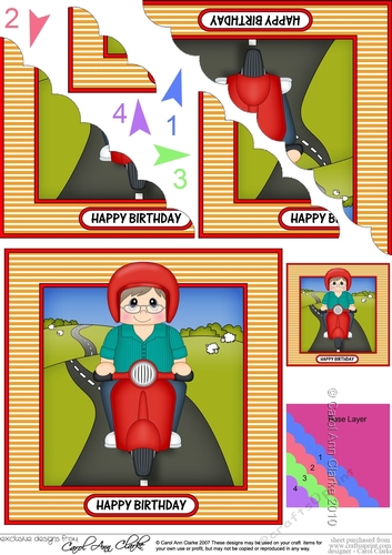 Scalloped Corner Stacker Topper - Scooter Rider