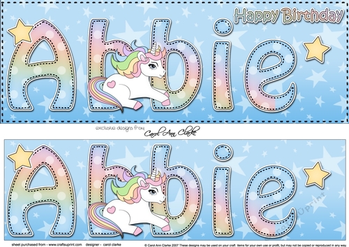 Large DL Happy Birthday ABBIE 3D decoupage