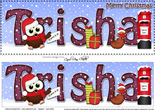 Large DL Merry Christmas TRISHA 3D decoupage 