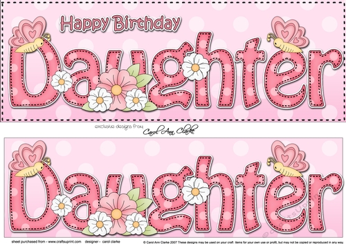 Large DL Happy Birthday DAUGHTER 3D decoupage