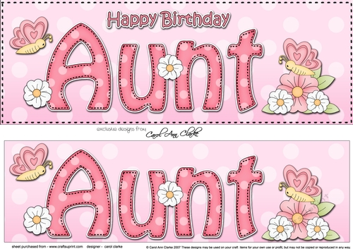 Large DL Happy Birthday AUNT 3D decoupage