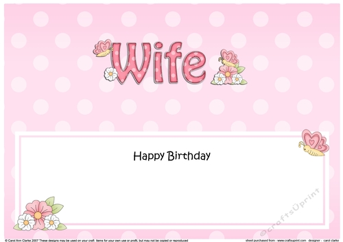 Large DL Happy Birthday WIFE insert
