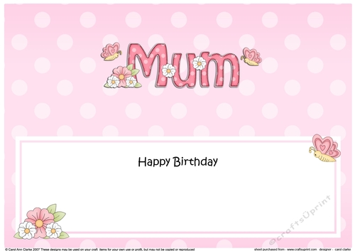 Large DL Happy Birthday MUM insert