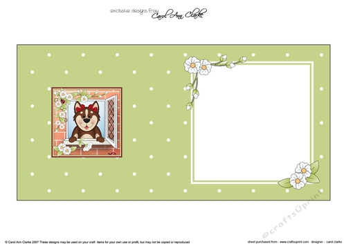 Square landscape insert - Through the Window - Cute Little Husky Dog