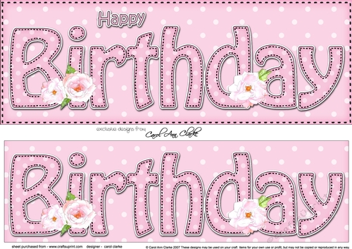 Large DL HAPPY BIRTHDAY 3D decoupage