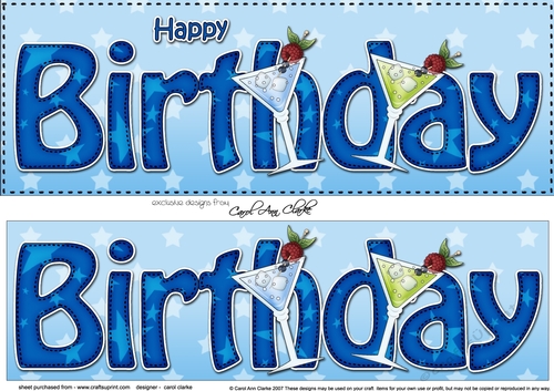 Large DL HAPPY BIRTHDAY 3D decoupage