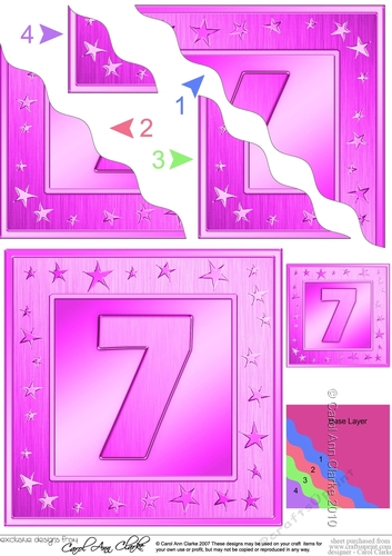7th Birthday Bright Metallic Age Wavy Corner Side Stacker
