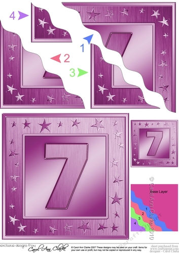 7th Birthday Bright Metallic Age Wavy Corner Side Stacker