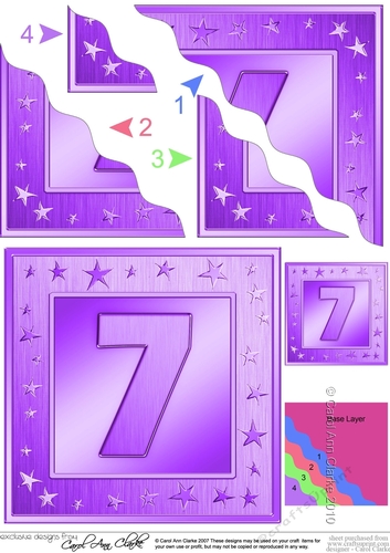 7th Birthday Bright Metallic Age Wavy Corner Side Stacker