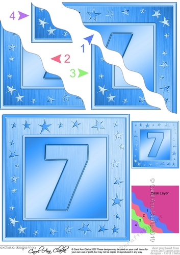 7th Birthday Bright Metallic Age Wavy Corner Side Stacker