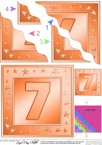 7th Birthday Bright Metallic Age Wavy Corner Side Stacker