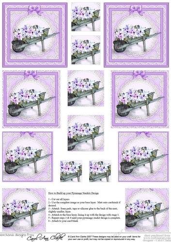 Flower Filled Wheelbarrow Pyramage Sheet