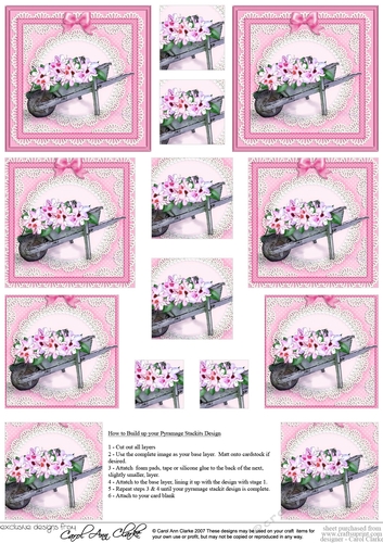 Flower Filled Wheelbarrow Pyramage Sheet