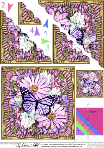 Flowers & Butterfly in a Gold Frame Scalloped Corner Stacker