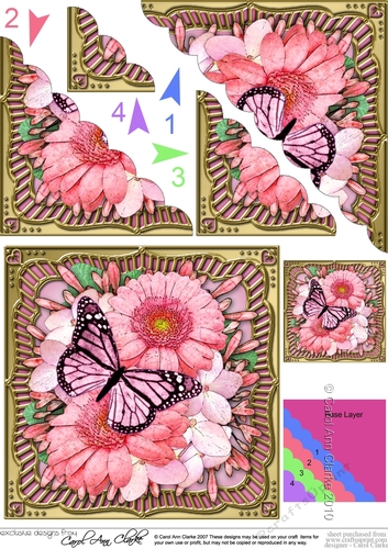 Flowers & Butterfly in a Gold Frame Scalloped Corner Stacker
