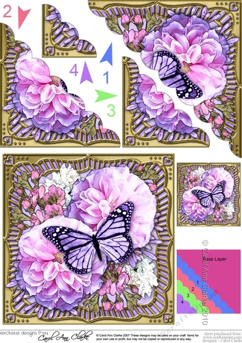 Flowers & Butterfly in a Gold Frame Scalloped Corner Stacker
