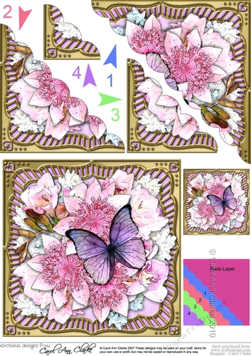 Flowers & Butterfly in a Gold Frame Scalloped Corner Stacker