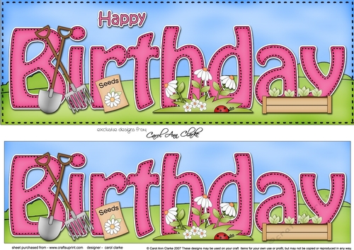 Large DL HAPPY BIRTHDAY 3D decoupage