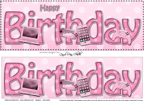 Large DL HAPPY BIRTHDAY 3D decoupage