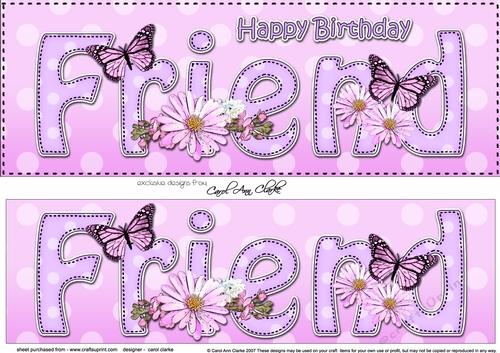 Large DL Happy Birthday FRIEND 3D decoupage