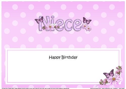Large DL Happy Birthday NIECE insert
