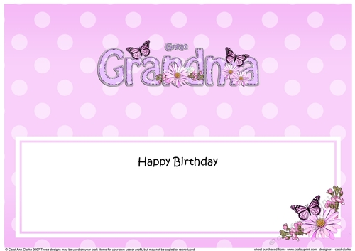 Large DL Happy Birthday GREAT GRANDMA insert