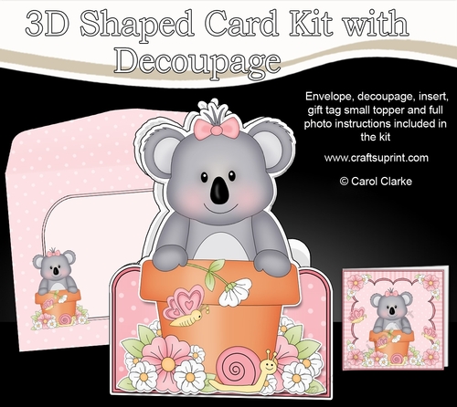 3D Shaped Card  Kit - Flowerpot Friends - Cute Little Koala Bear Kookie