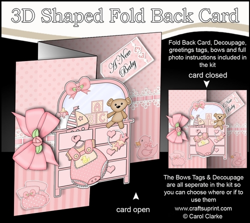 3D Shaped No-Hole Fold Back Mini Kit -   New Baby Girl Dresser