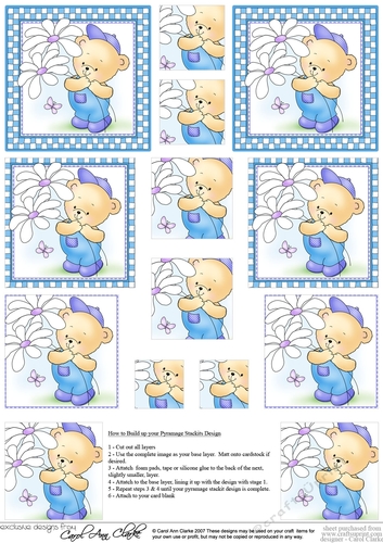 Cute Hunney Bear Robert has Pretty Flowers - Pyramage sheet