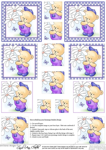 Cute Hunney Bear Robert has Pretty Flowers - Pyramage sheet