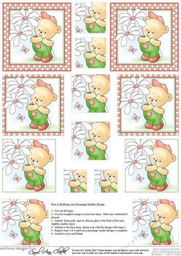 Cute Hunney Bear Robert has Pretty Flowers - Pyramage sheet