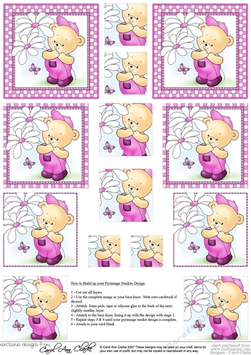 Cute Hunney Bear Robert has Pretty Flowers - Pyramage sheet