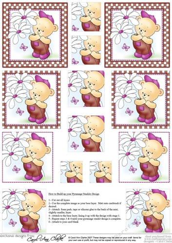 Cute Hunney Bear Robert has Pretty Flowers - Pyramage sheet