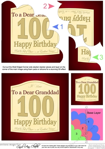 100th Birthday Granddad Wine Label Shell Edged Corner Side Stacker