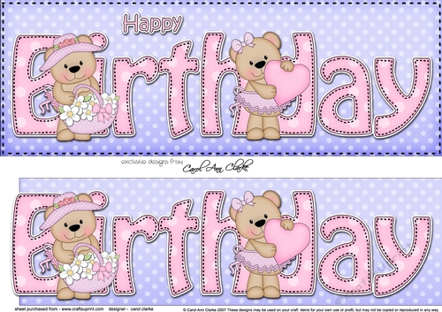 Large DL HAPPY BIRTHDAY 3D decoupage