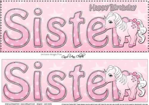 Large DL Happy Birthday SISTER 3D decoupage