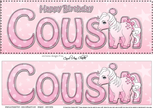 Large DL Happy Birthday COUSIN 3D decoupage
