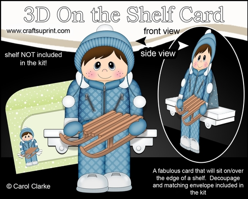 3D On the Shelf Card Kit - Winter Sports Little Sledger Marylee