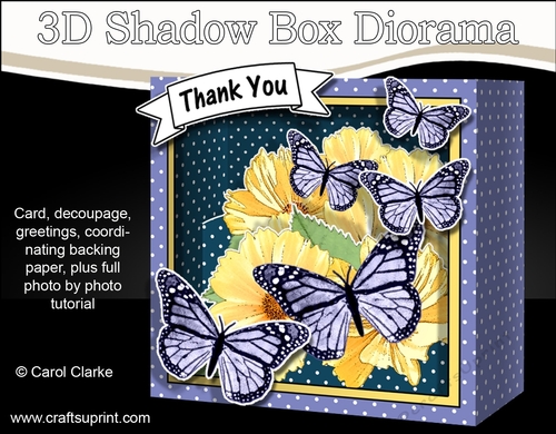 3D Floral Diorama Shadow Box Card Mini Kit  - Pretty Flowers & Butterflies
